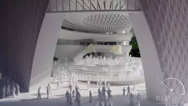 ▲戲曲中心概念模型內(nèi)往來不絕的人潮。