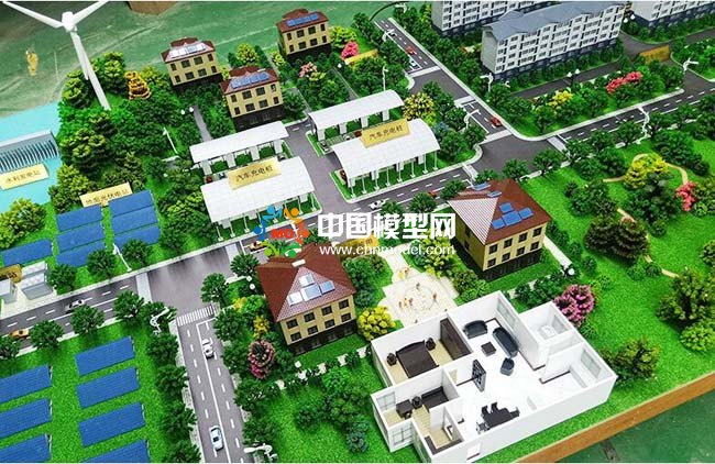 光伏電站應(yīng)用場景沙盤模型，太陽能光伏屋頂發(fā)電沙盤模型